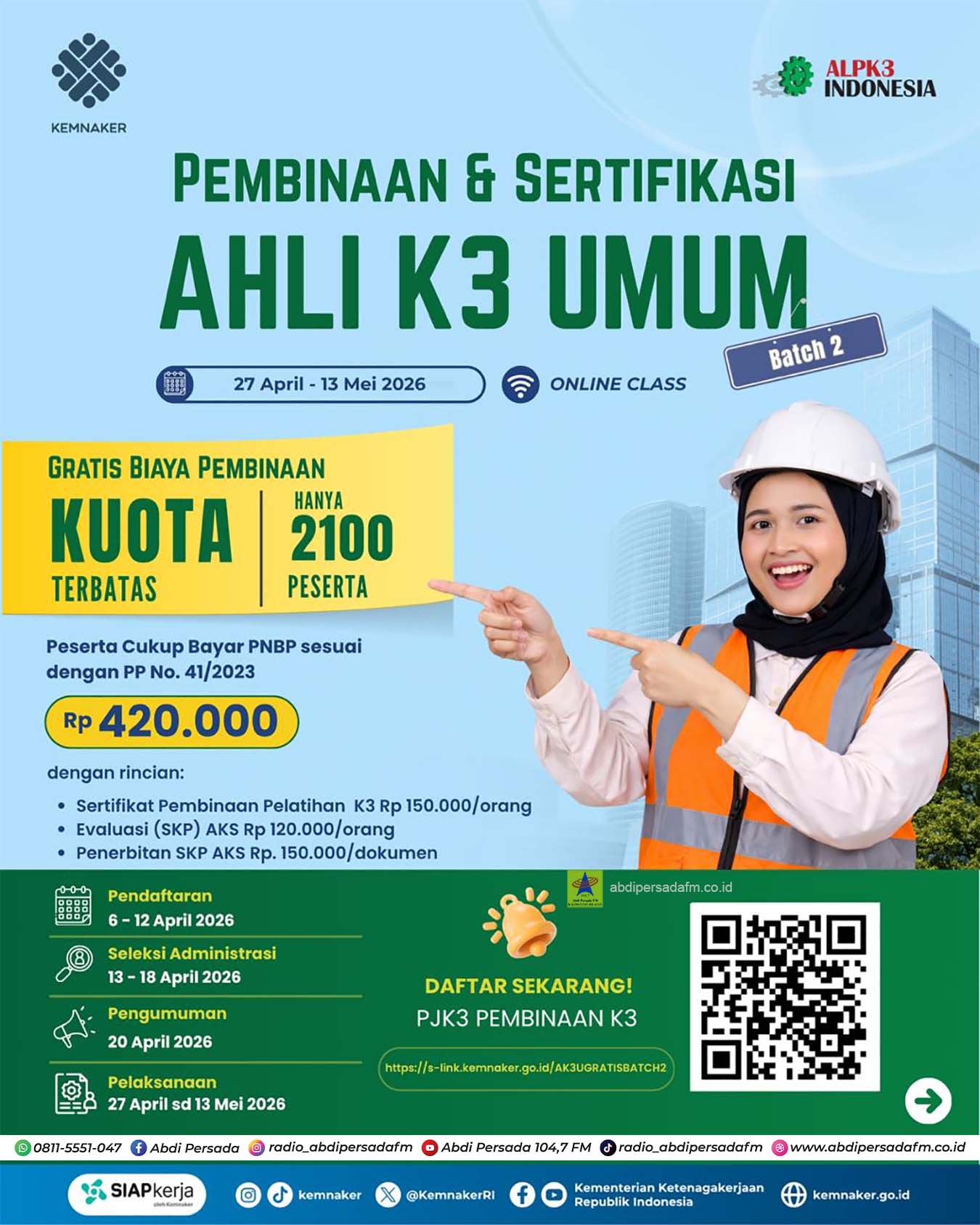 Siap-siap! Kemnaker Buka Lagi Pembinaan K3 Gratis untuk 2.100 Peserta
